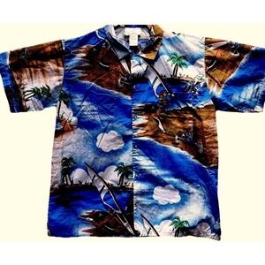 Vintage Repage Windsurfing Shirt Men's XL Blue Made In Jamaica Button Down